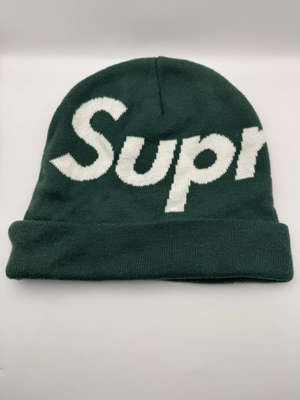 Bonnet Supreme FW15 grand logo vert foncé rare