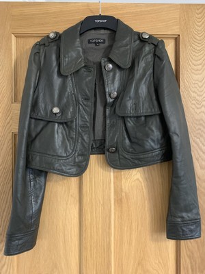 womens green leather Shirt Jacket Top 