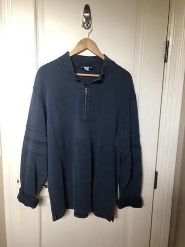 Men’s Ribbed Zipper Long Sleeve Henley • Slate Blue • XL - Picture 2 of 5