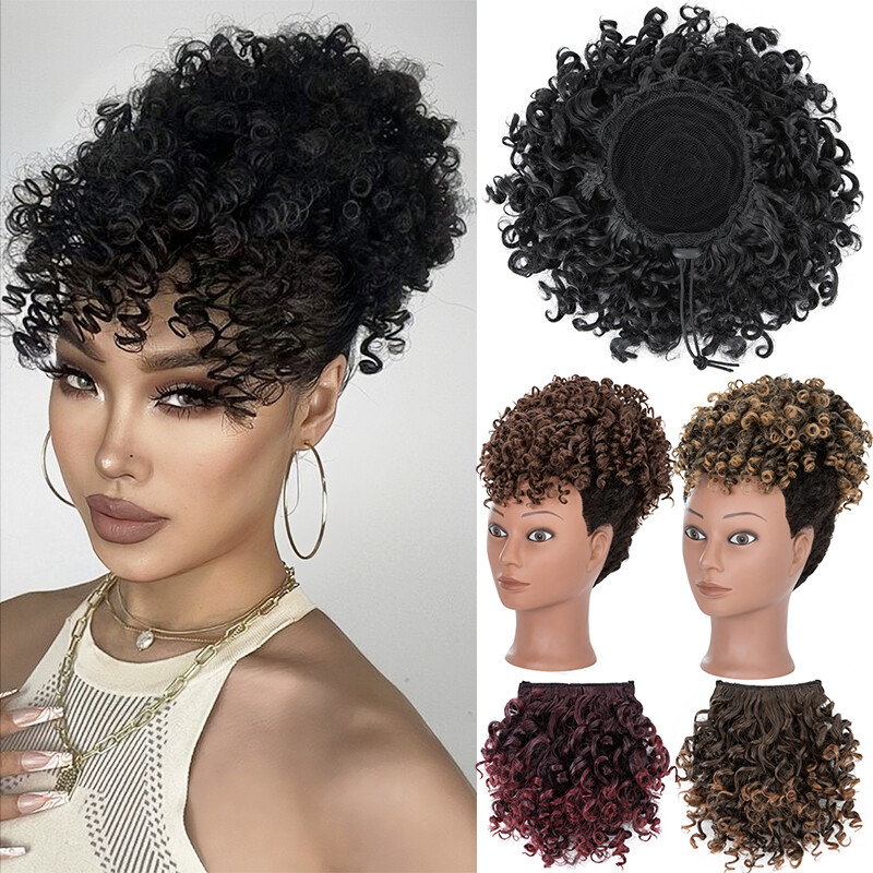 Afro Puff Drawstring Ponytail Kinky Curly Synthetic Hair Bun  display picture 2