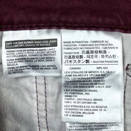 Levi's 502 Mens Jeans W28 L30 Burgundy Denim Mid Rise Regular Taper Fit Zip Fly - Picture 10 of 17