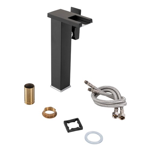 Rubinetto vaso bagno luce led nero cascata manico singolo ciotola lavandino - Foto 7 di 12