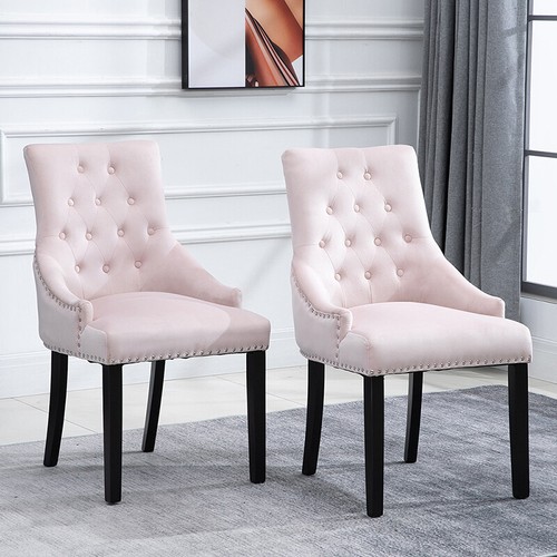 1/2/4/6 Dining Chairs Armchair High Back Linen/Velvet Upholstered Wood Legs Home - Picture 148 of 168