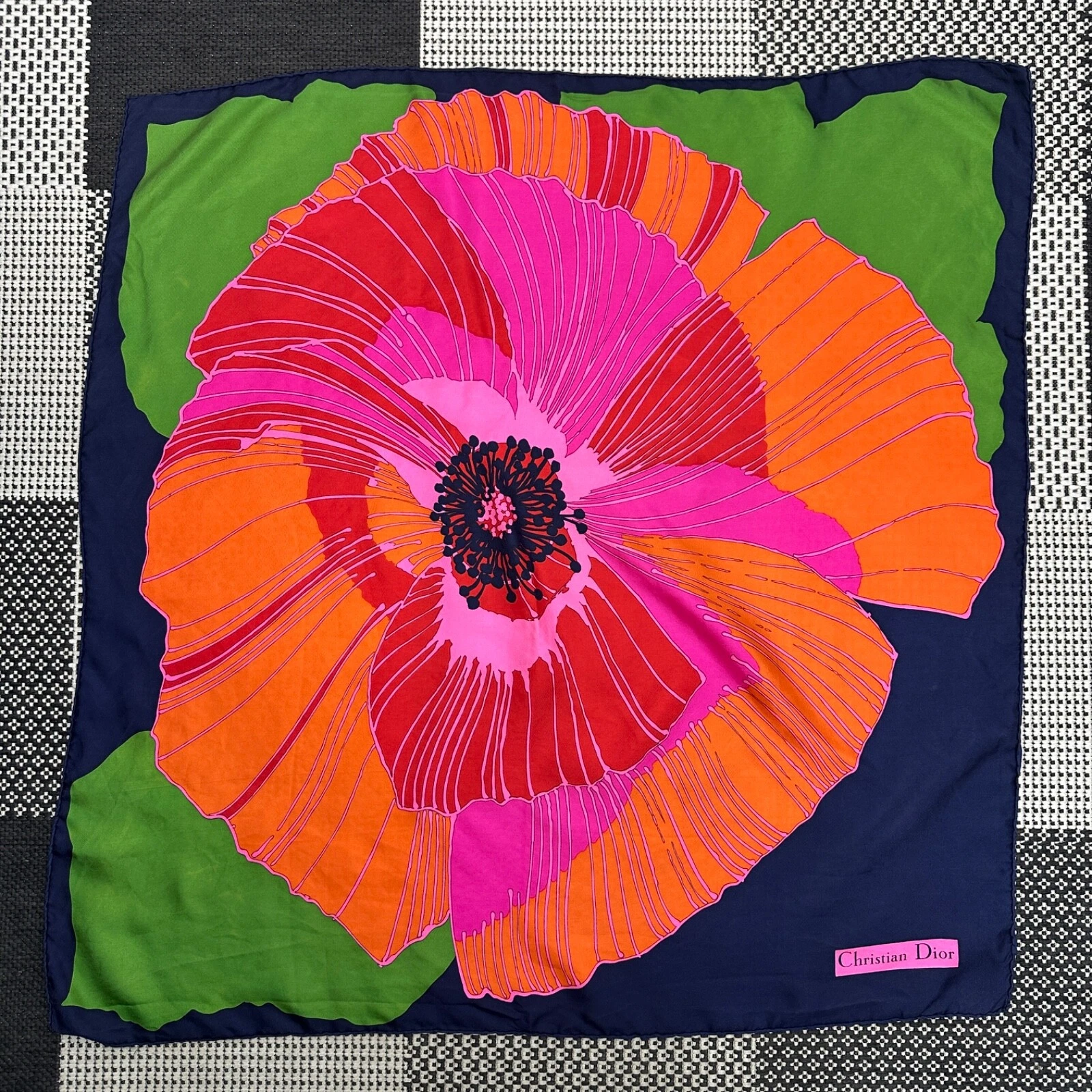 foulard en soie christian dior vintage floral