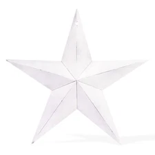 Metal Barn Star - 8 inch Galvanized Hanging Star - Farmhouse Wall Decor - White