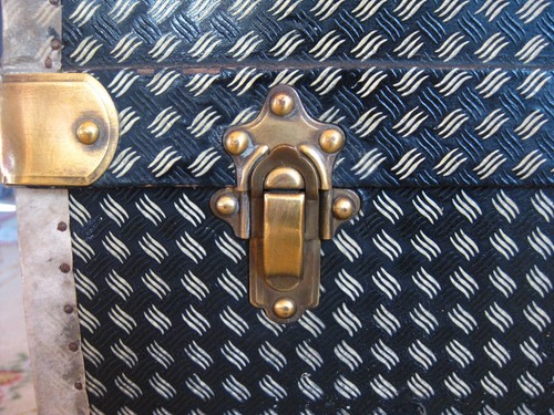 Rare Malle à chapeaux ancienne, enduite damier - début 19ème. Très bon état - Bild 8 von 23