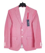 Tommy Hilfiger Men's Modern-Fit Stretch Chambray Sport Coat Red 38R NWT