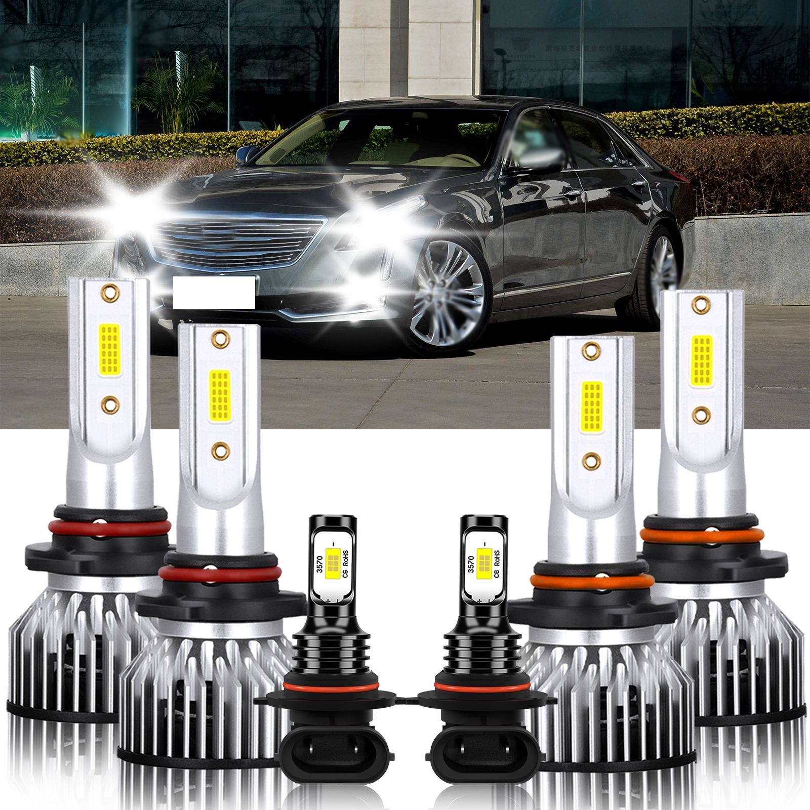 2003-2007 Cadillac CTS LED Headlight & Fog Light Combo Kit - 6Pcs 6000K