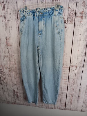 Zara Baggy Paperbag Jeans Womens Size Pocket High Waisted