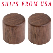 KAISH 2xWalnut Wood Tele Style Flat Top Dome Knobs Guitar Bass Wood Barrel Knobs