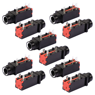 10pcs 6.35mm 1/4 Inch 3Pin Mono Jack Panel Mount PCB Connectors