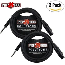2-PACK Pig Hog PX-TMXF1 TRS Male to XLR Female 10FT Balanced Cable