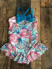 NEW Gymboree Rainbow Sea Shell Bow One-Piece Ruffle Swimsuit Toddler Nwt 6-12 M