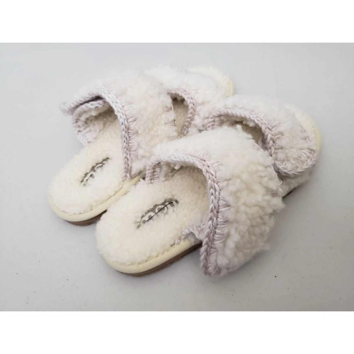 MOU Curly Shearling Sandal Slippers Size 38 in Vanilla eBay