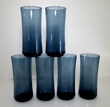 6 Libbey Bolero Iced Tea Coolers 6 1/2" Dusky Blue Vtg MCM Tumblers 16oz