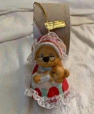 Vintage Jasco Caring Critter Chimers Bell MOMMY BEAR AND BABY Christmas Ornament