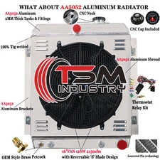 4 Rows Radiator Shroud Fan Kits for 1947-1954 48 Chevy Truck 3100 3600 3800 3900