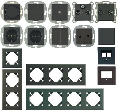 REV Düwi Trend Apollo coolgrey schwarz Steckdose Dimmer Wechsel Schalter Rahmen