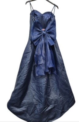 Chi Chi London Bandeau-Midikleid übertrieben Schleife hinten marineblau Größe UK 10 REF CL13