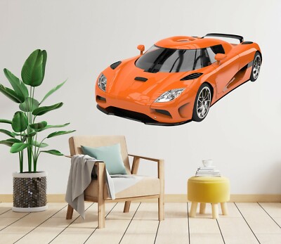 3D Warmes Orange H852 Auto Wallpaper Wandbild Poster Wandaufkleber Transport Hon