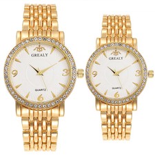 Pareja Hombres Mujeres Lujo Simple Circonita Cúbica Cuarzo Reloj Pulsera Acero Inoxidable