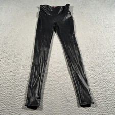 Spanx Faux Leather Leggings Women Small Black Gym Yoga Crop Active Hi-Waisted