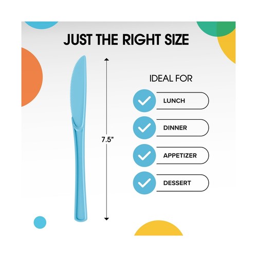 Exquisite Disposable Light Blue Plastic Knives 100 Pcs - Heavy Duty Light Blu... - Picture 2 of 7