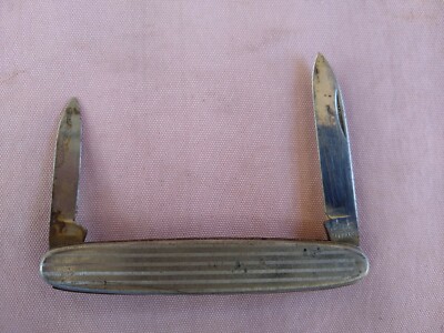 VINTAGE Richardz Whale Germany Pocket Knife 2 Blade Slim Silver Tone  