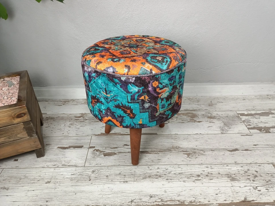 Puf Taburete Otomano Taburete Reposapiés Puf Dormitorio Puf Pasillo Banco Maquillaje Taburete Foto 3 de 4