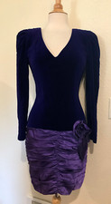 SALE $45.00 VTG 80s90s Velvet & Satin Ruched Wiggle Evening Dress ZumZum Bust 34