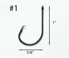 PACK OF 1000 Size #1 TACKLEWORKS Circle Non Offset Inline Fishing Hooks 7381