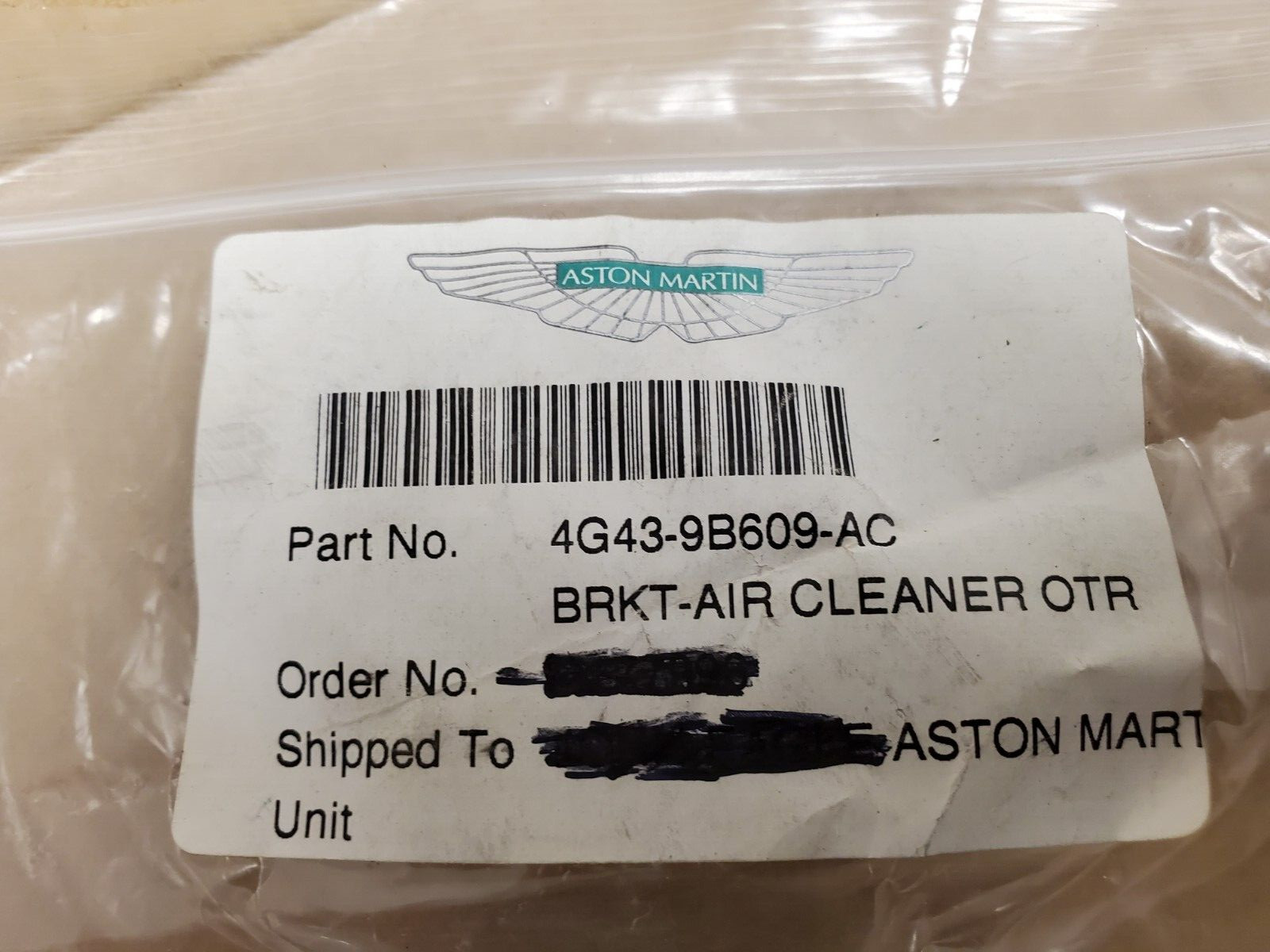 ASTON MARTIN DB9, DBS, RAPIDE, VANQUISH AIR CLEANER BRKT  4G43-9B609-AC