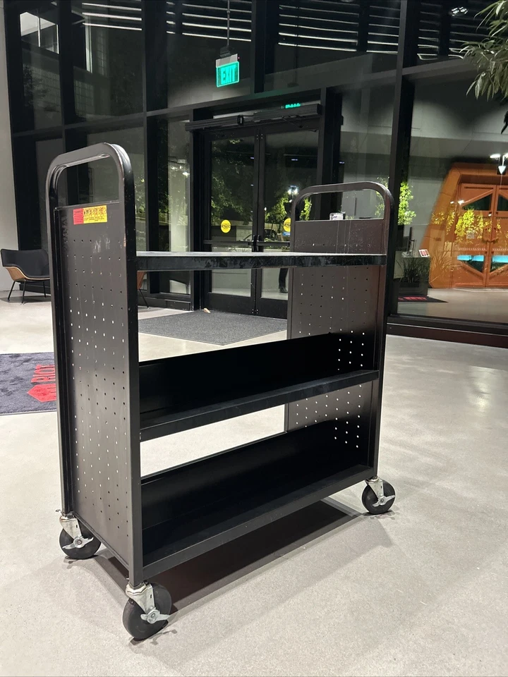 Double-Sided Shelf Book Cart -Black - Image 3 of 4