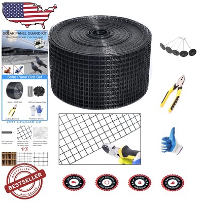Protective 8in x 100ft Solar Panel Critter Guard with Mesh & Installation Kit