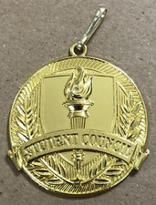 Vintage JSSCO 1.75  Gold Tone Metal Medal Student Council