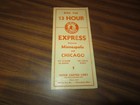 Vtg 1930's Sioux Limited Lines Express Bus Schedule Minneapolis Chicago w/Bus Pi — photo 1