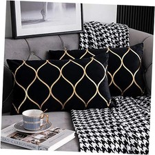 12x20 Inch Gold Velvet Throw Pillow Covers: 2 Pack 20" x 12" Pack of 2 Black