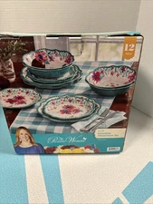The Pioneer Woman Folk Geo Floral Bouquet 12 Piece Dinnerware Set