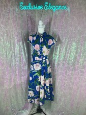 Carolina Herrera Blue & Pink Floral Faux Wrap Midi Dress Sz 8 AUTHENTIC NWT