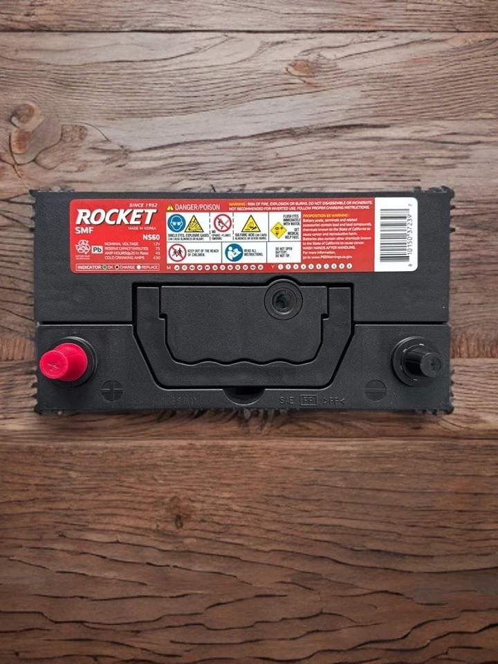 Batería automotriz Rocket de plomo ácido NS60 para Toyota Prius 04-15 12 voltios 430 CCA Foto 2 de 4