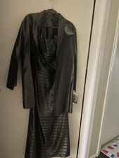 Jessica McClintock Vintage 2 Piece Silver Metallic Gown W Duster Jacket SZ 14