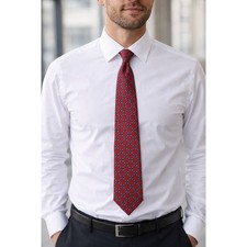 Burberrys of London Silk Tie Red Geometric Pattern Hand Sewn in USA