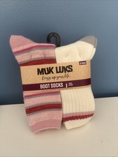 Muk Luks Womans Cozy Boot Socks 6 Pack Size 6-11 Pink White And Gray New Soft