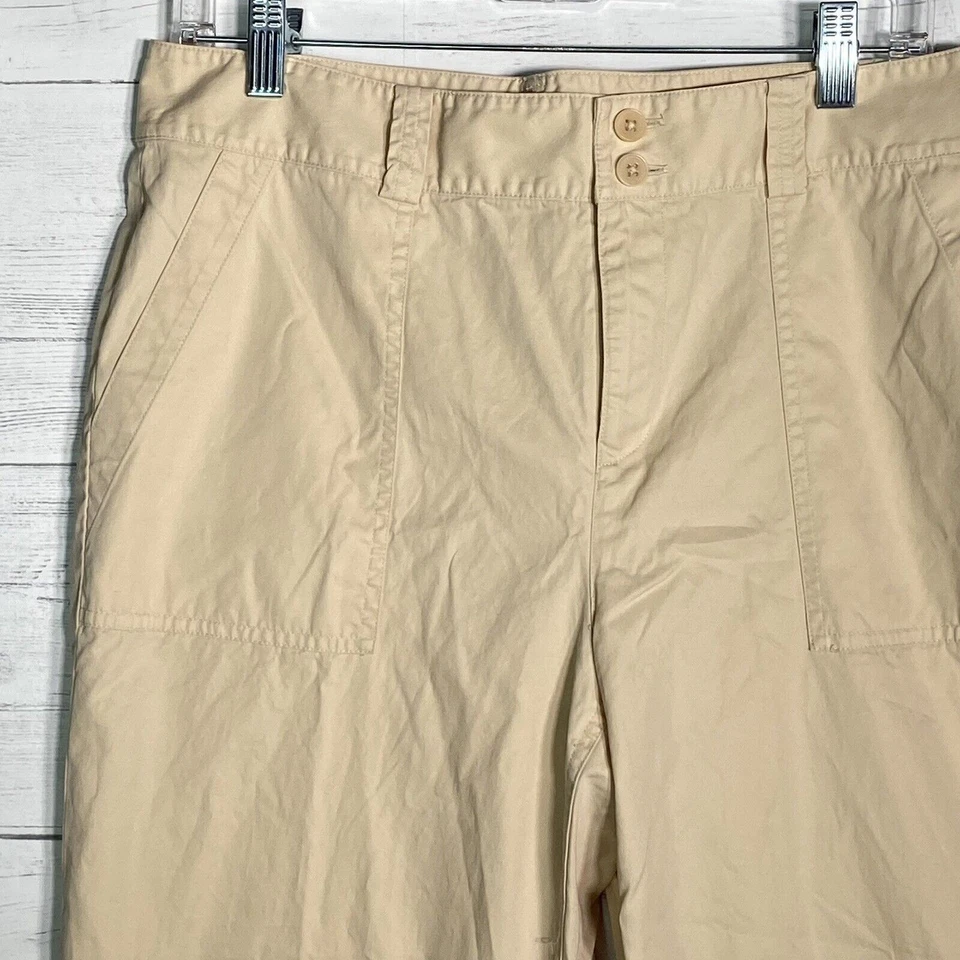 Pantalones cortos de pierna ancha Lauren Ralph Lauren para mujer talla 10 100 % algodón caqui” Foto 2 de 4