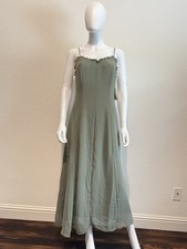 A New Day Maxi Dress Green Ruffle Sleeveless Sweetheart Neck Women Size M