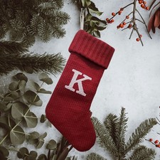 Target Wondershop Monogram Christmas Stocking Letter K Initial Red Knit Xmas