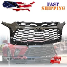 Fit Chevrolet Blazer 2019-22 Front Bumper Upper Grille Grill Insert Black/Chrome
