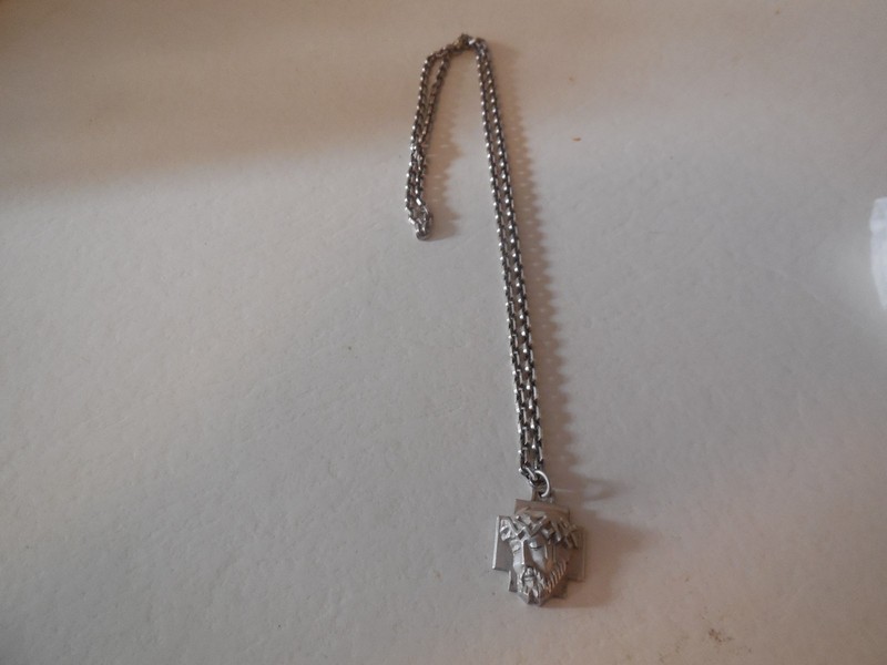 Vintage Sterling Silver Chain, Religious Crown of Thorns Pendant