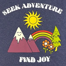 Seek Adventure Find Joy T Shirt Happiness Rainbows Mountains from Bioworld LARGE
