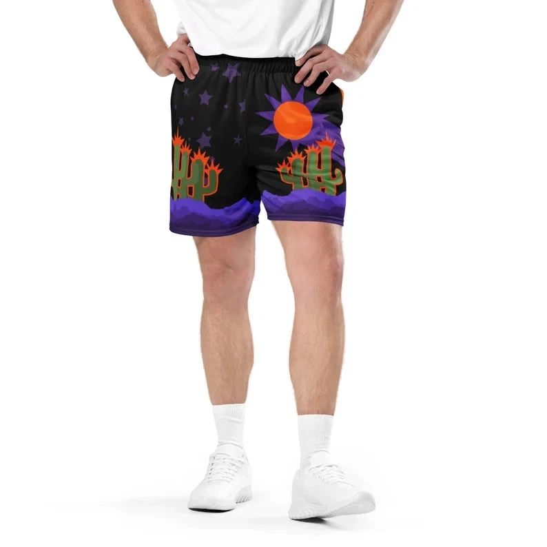 Pantalones Cortos Retro de Malla de Cactus, Estilo Baloncesto Noche Desierto, Ropa de Calle Vibrante Foto 3 de 4